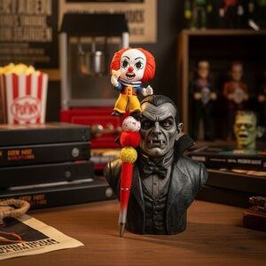 Novelty Clown Pom-Pom Pen in Red and Yellow